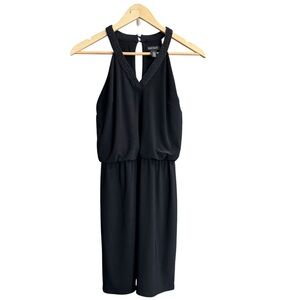 White House Black Market Black Stretchy Elastic Waistband Halter Dress Sz XS 197